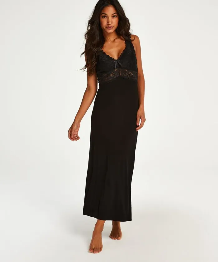 Hunkemller Nora Lace Long Slip Dress 8211 Black Black 8211 Women