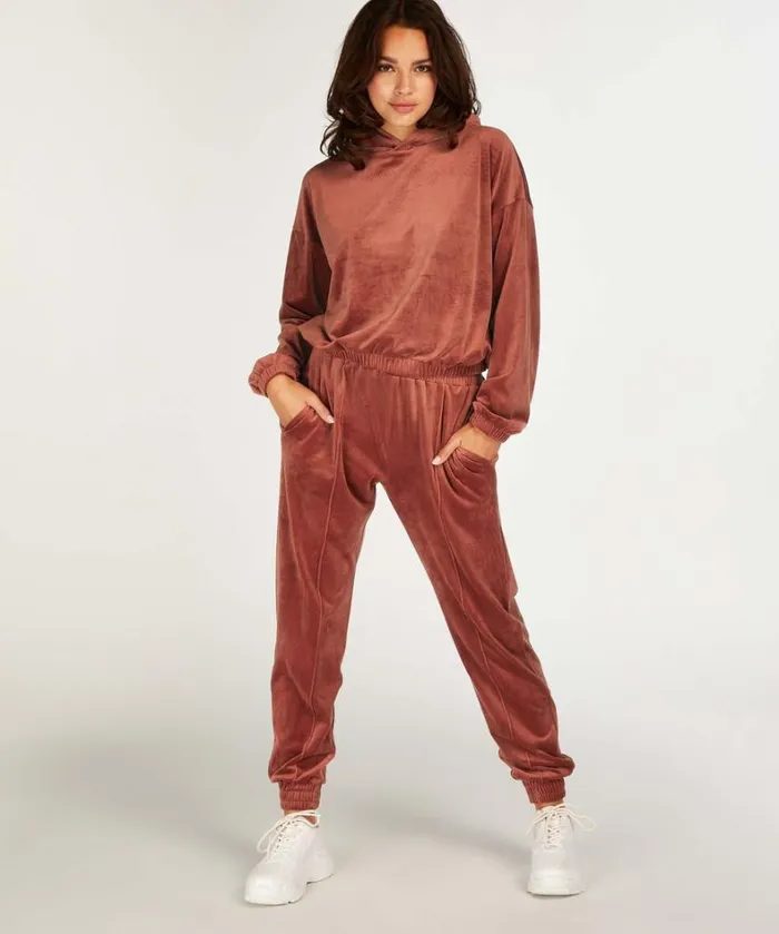 Hunkemller Petite Velours Jogging Bottoms 8211 Brown Brown 8211 Women