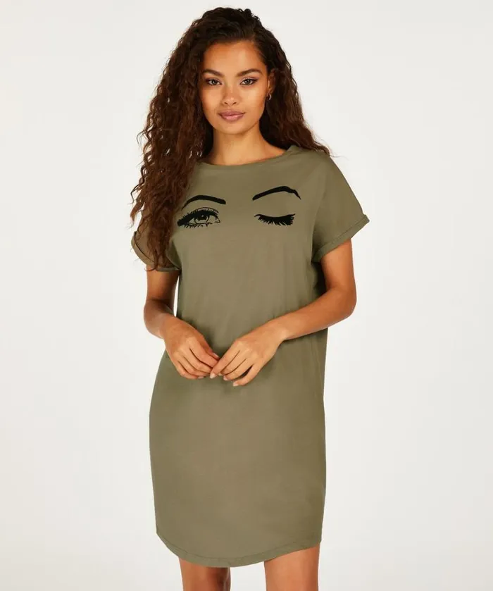 Hunkemller Round Neck Nightshirt 8211 Green 8211 Women