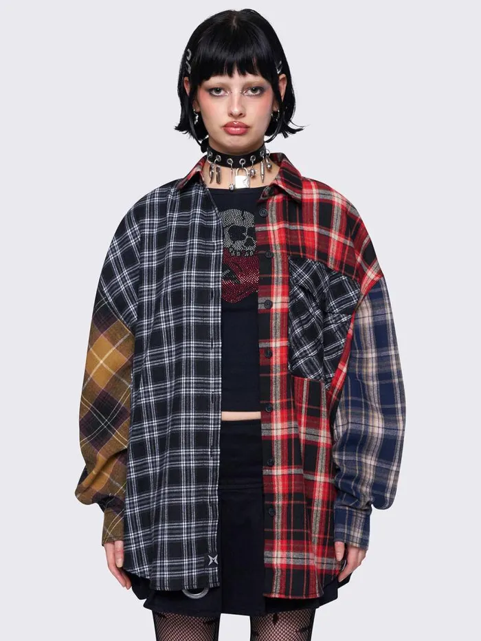 Indie Patchwork Plaid Shirt Women Minga London Tops and TShirts