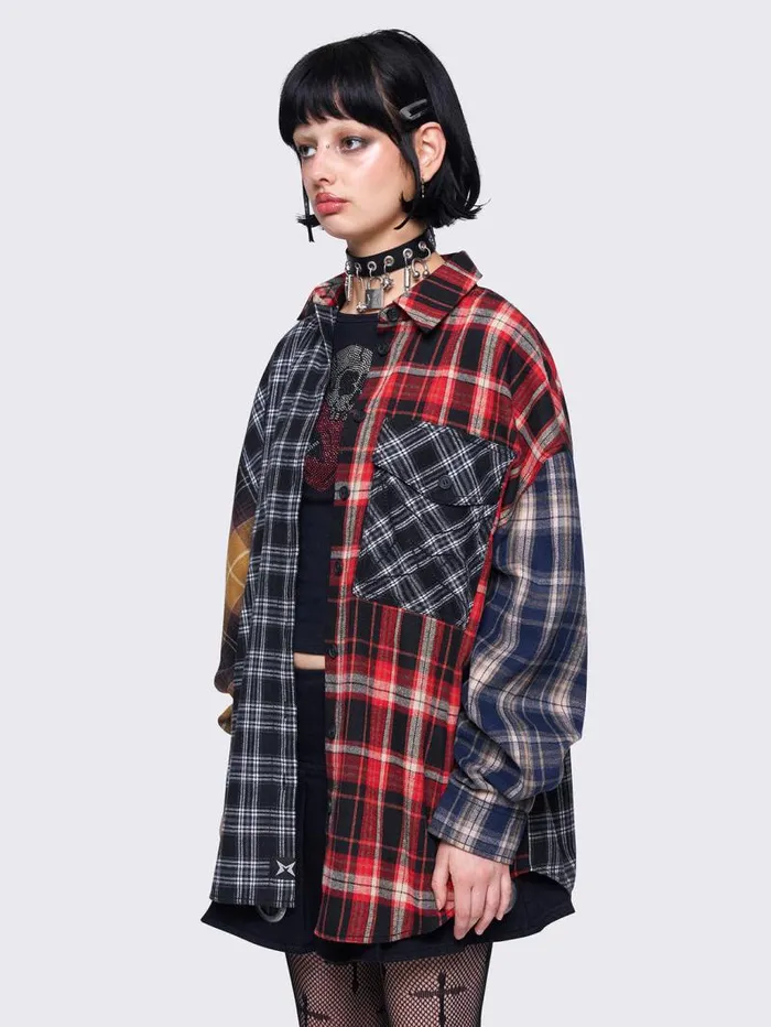 Indie Patchwork Plaid Shirt Women Minga London Tops and TShirts