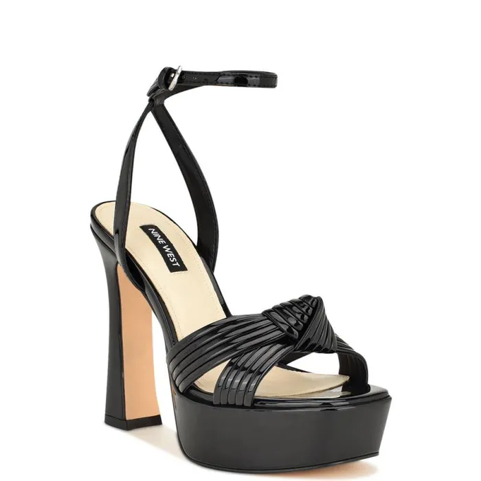 Irna Platform Ankle Strap Knotted Sandals Black Patent Women Nine West Sandals Irna Platform Ankle Strap Knotted Sandals Black Patent Women Nine West Sandals