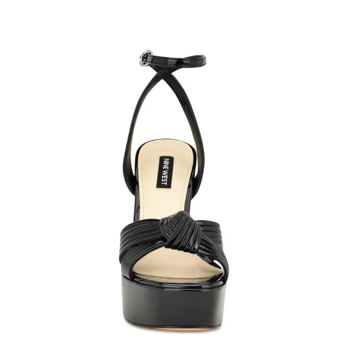 Irna Platform Ankle Strap Knotted Sandals Black Patent Women Nine West Sandals Irna Platform Ankle Strap Knotted Sandals Black Patent Women Nine West Sandals