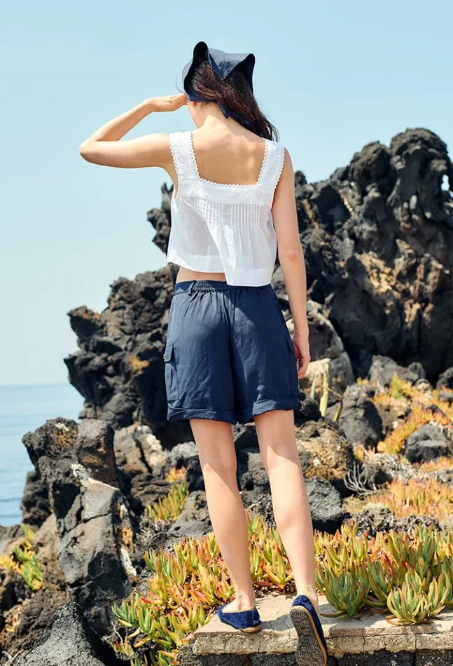 Izabel White Cotton Sleeveless Top Women Ciao Lucia Sleeveless Tops
