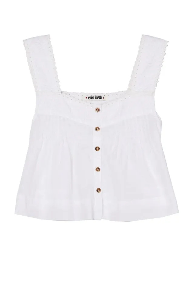 Izabel White Cotton Sleeveless Top Women Ciao Lucia Sleeveless Tops