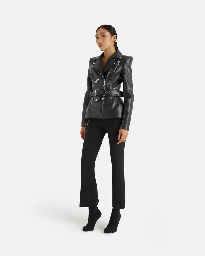 Jackets and Coats Euphemie Black Vegan Leather Jacket Black 8211 Safiyaa Women