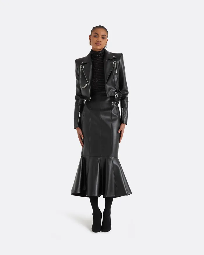 Jackets and Coats Euphemie Black Vegan Leather Jacket Black 8211 Safiyaa Women