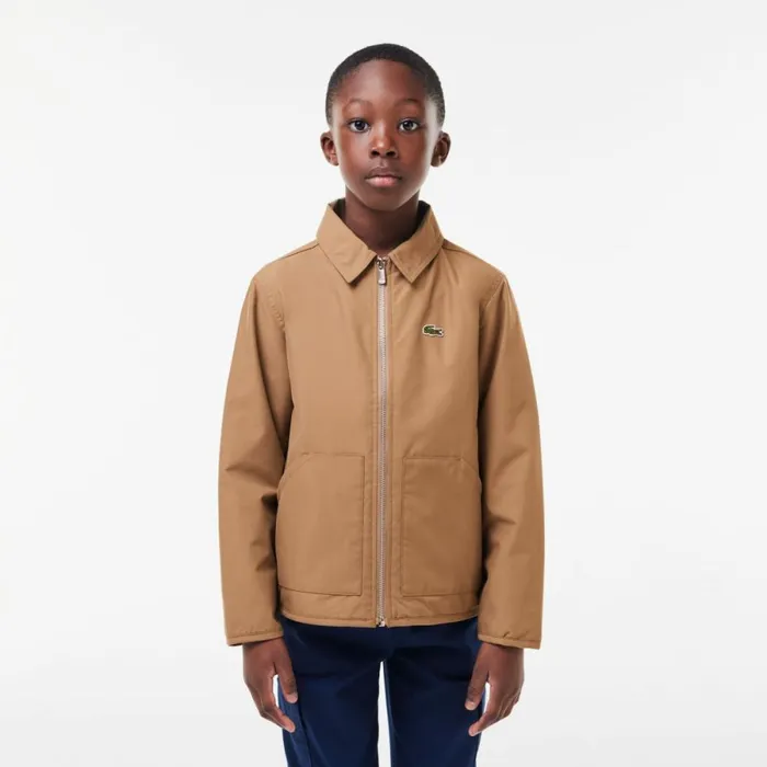Jackets and Coats Kids Lacoste Kids039 Zipped Patch Pocket Jacket Brown Six