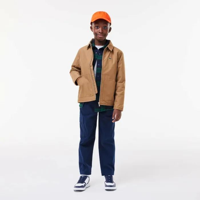 Jackets and Coats Kids Lacoste Kids039 Zipped Patch Pocket Jacket Brown Six
