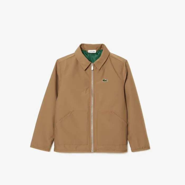 Jackets and Coats Kids Lacoste Kids039 Zipped Patch Pocket Jacket Brown Six