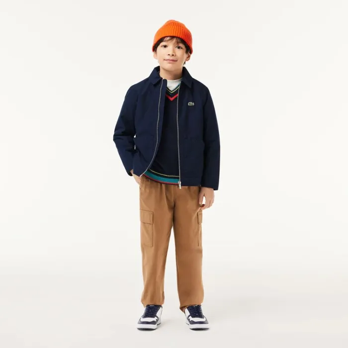 Jackets and Coats Kids Lacoste Kids039 Zipped Patch Pocket Jacket Navy Blue 166
