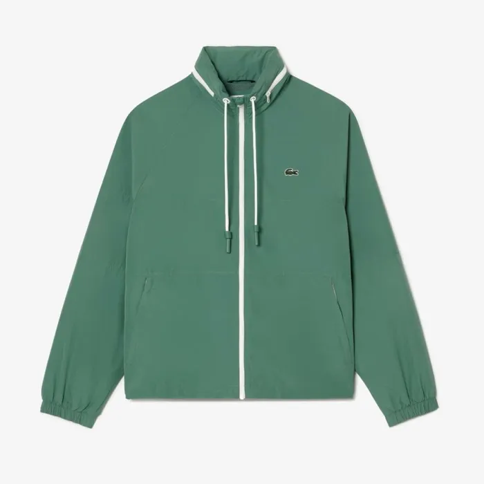 Jackets and Coats Men Lacoste Men039s Detachable Hood WaterRepellent Jacket Khaki Green Kx5