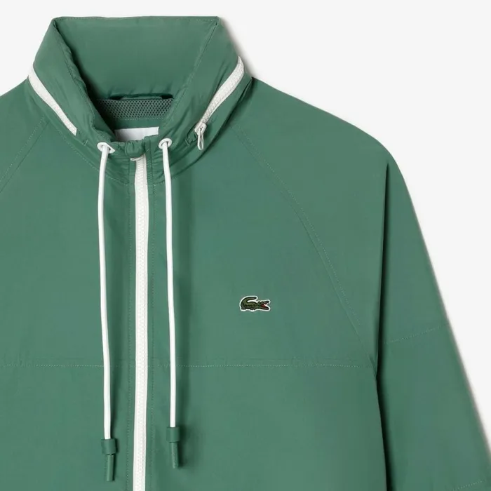 Jackets and Coats Men Lacoste Men039s Detachable Hood WaterRepellent Jacket Khaki Green Kx5