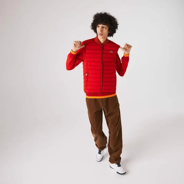Jackets and Coats Men Lacoste Men039s Lightweight WaterResistant Puffer Coat Red 240