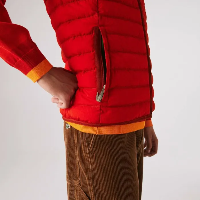 Jackets and Coats Men Lacoste Men039s Lightweight WaterResistant Puffer Coat Red 240