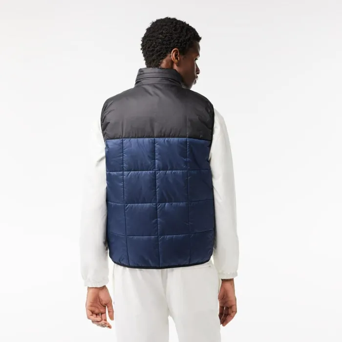 Jackets and Coats Men Lacoste Men039s Packaway Hood Vest Navy Blue Black Jb1