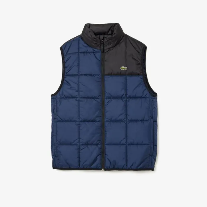Jackets and Coats Men Lacoste Men039s Packaway Hood Vest Navy Blue Black Jb1