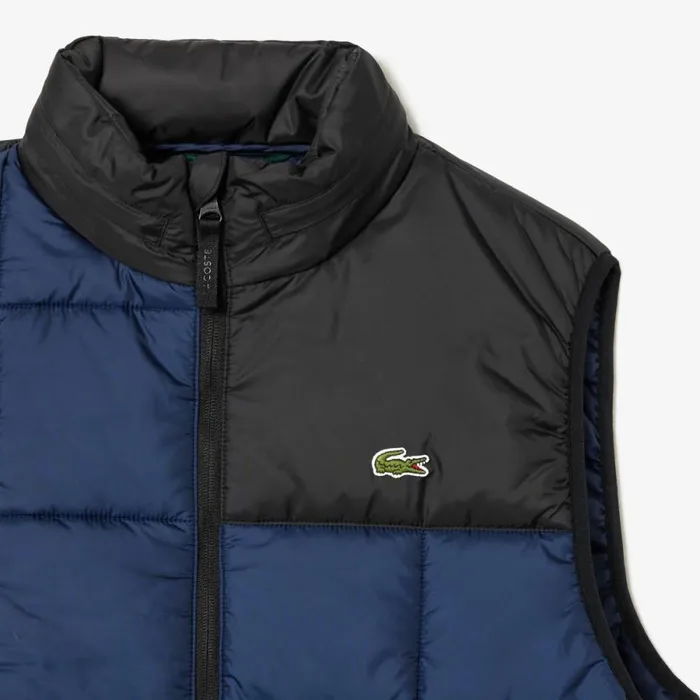 Jackets and Coats Men Lacoste Men039s Packaway Hood Vest Navy Blue Black Jb1