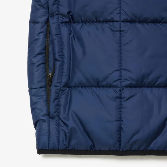 Jackets and Coats Men Lacoste Men039s Packaway Hood Vest Navy Blue Black Jb1