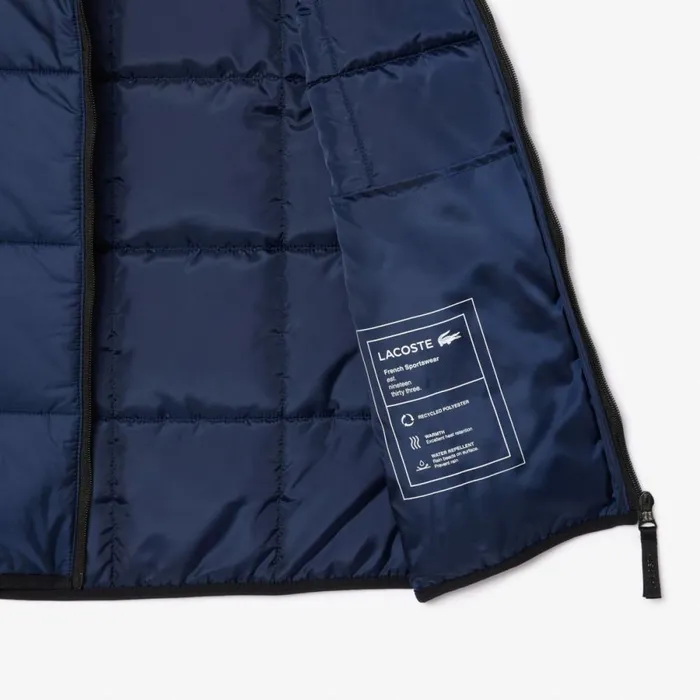 Jackets and Coats Men Lacoste Men039s Packaway Hood Vest Navy Blue Black Jb1