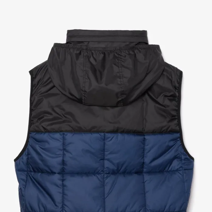 Jackets and Coats Men Lacoste Men039s Packaway Hood Vest Navy Blue Black Jb1