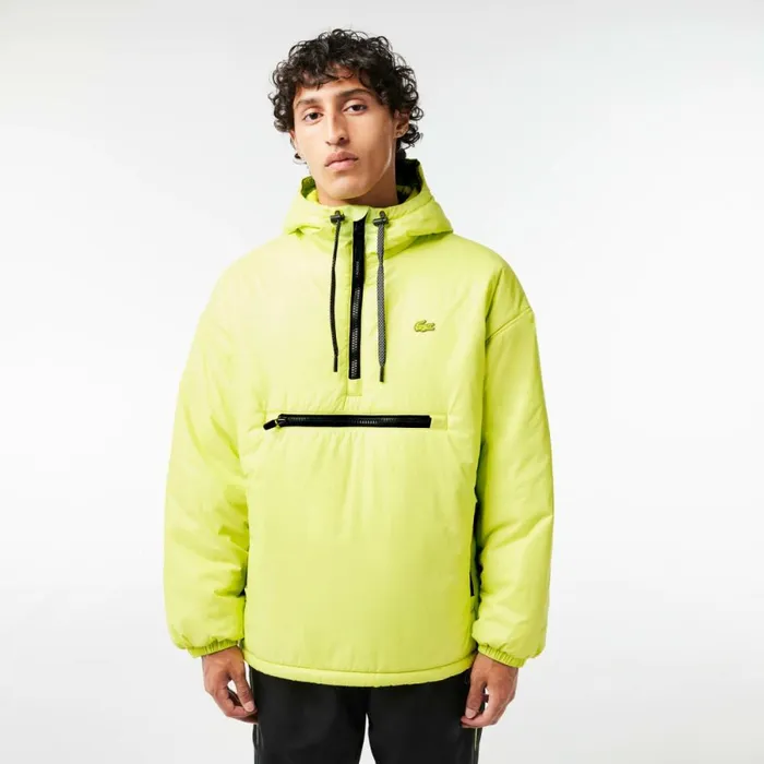 Jackets and Coats Men Lacoste Men039s Padded Popover Hooded Jacket Yellow Sli