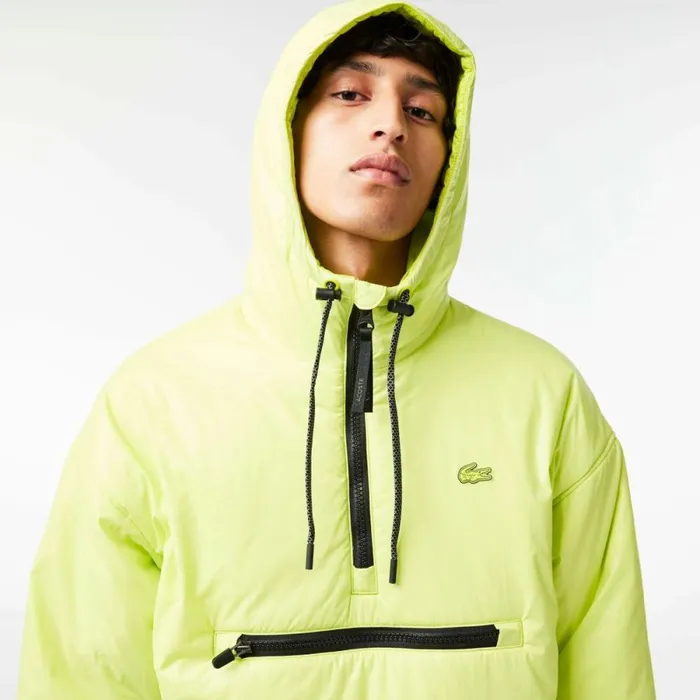 Jackets and Coats Men Lacoste Men039s Padded Popover Hooded Jacket Yellow Sli