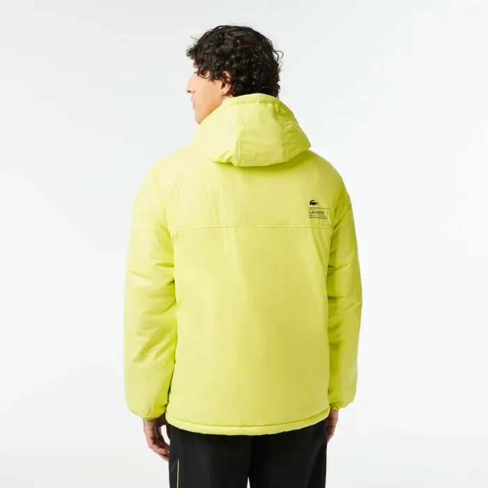 Jackets and Coats Men Lacoste Men039s Padded Popover Hooded Jacket Yellow Sli