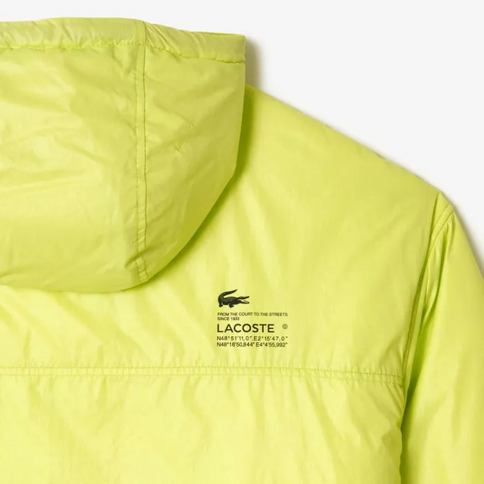 Jackets and Coats Men Lacoste Men039s Padded Popover Hooded Jacket Yellow Sli