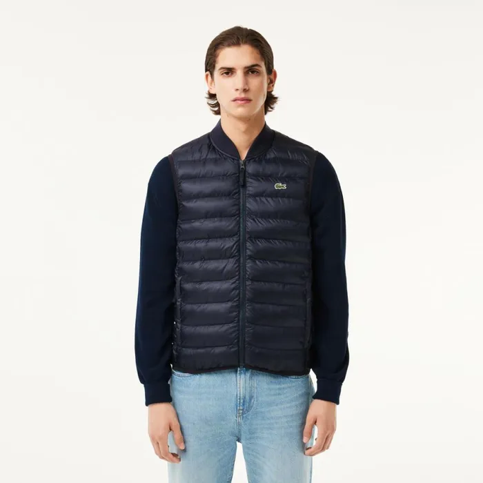 Jackets and Coats Men Lacoste Men039s WaterRepellent Puffer Vest Abysm Blue Hde