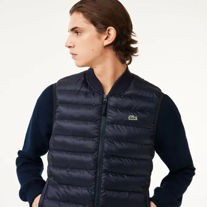Jackets and Coats Men Lacoste Men039s WaterRepellent Puffer Vest Abysm Blue Hde
