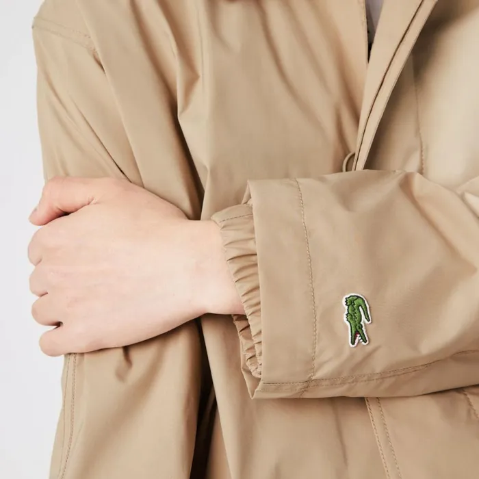 Jackets and Coats MenWomen Lacoste Unisex Long Light WaterResistant Buttoned Parka Beige C5u