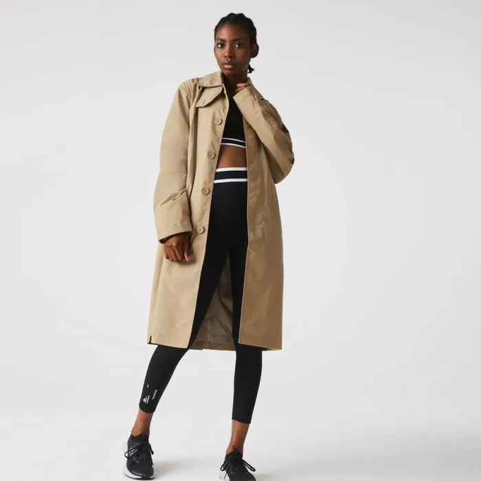 Jackets and Coats MenWomen Lacoste Unisex Long Light WaterResistant Buttoned Parka Beige C5u