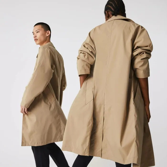 Jackets and Coats MenWomen Lacoste Unisex Long Light WaterResistant Buttoned Parka Beige C5u