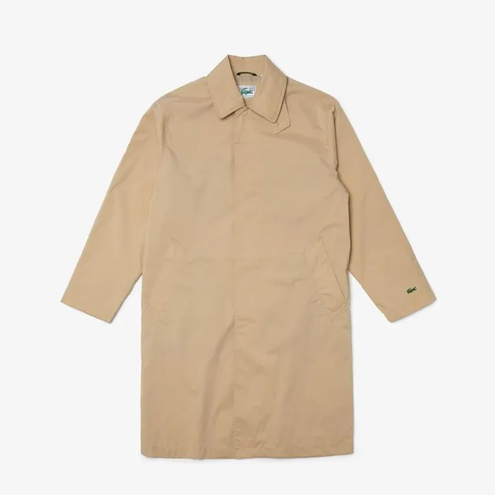 Jackets and Coats MenWomen Lacoste Unisex Long Light WaterResistant Buttoned Parka Beige C5u