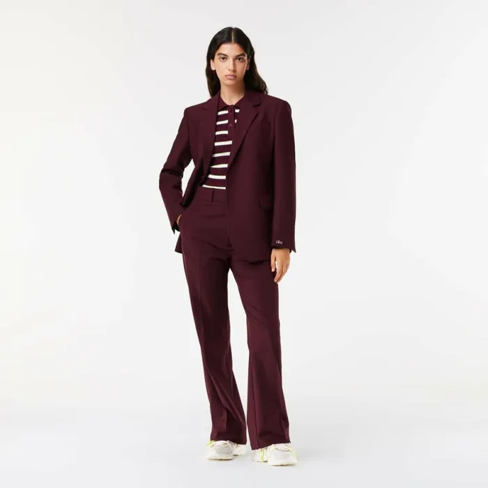 Jackets and Coats Women Lacoste Lacoste X EleVen By Venus Stretch Wool Blazer Bordeaux L7b