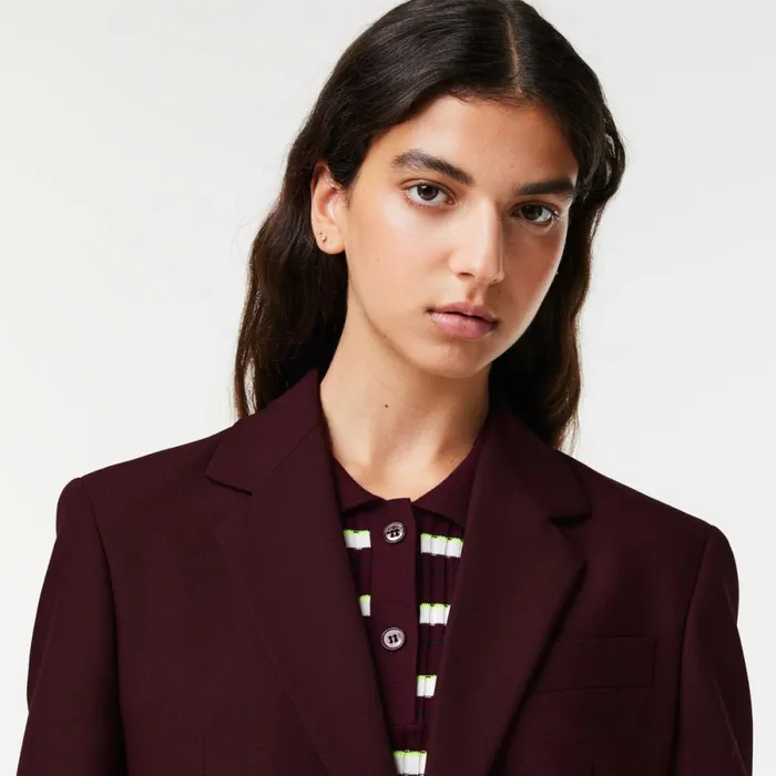 Jackets and Coats Women Lacoste Lacoste X EleVen By Venus Stretch Wool Blazer Bordeaux L7b