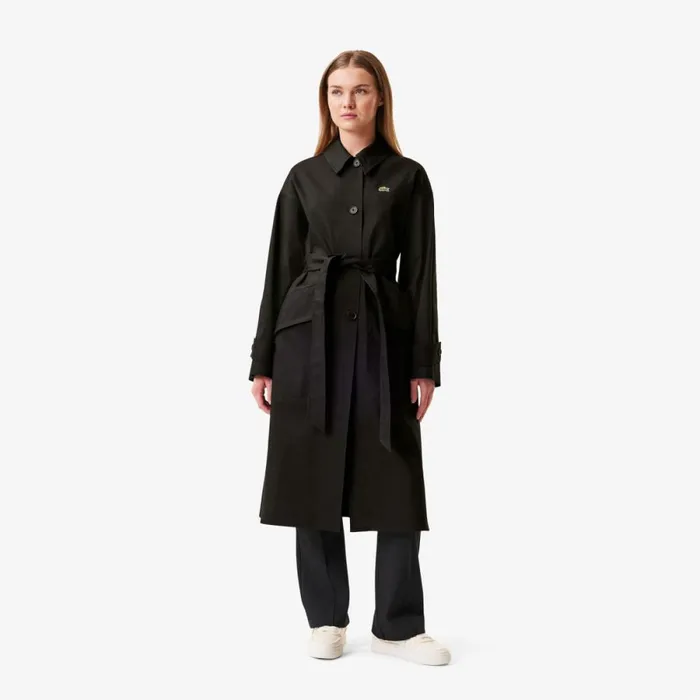 Jackets and Coats Women Lacoste Women039s Oversized Cotton Coat Black 031