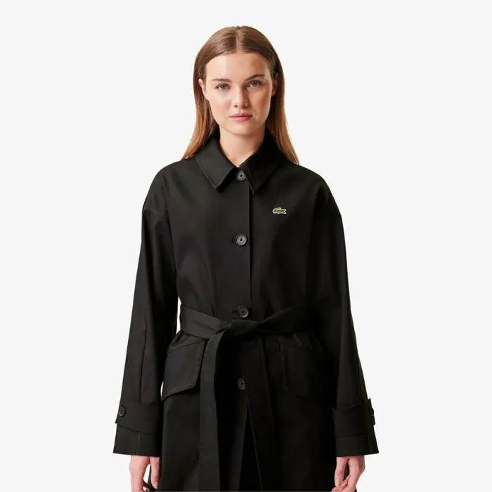 Jackets and Coats Women Lacoste Women039s Oversized Cotton Coat Black 031