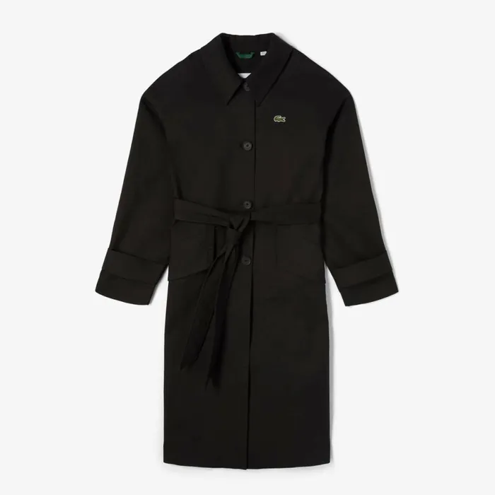 Jackets and Coats Women Lacoste Women039s Oversized Cotton Coat Black 031