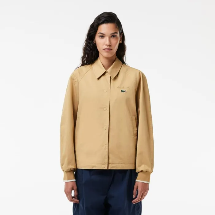 Jackets and Coats Women Lacoste Women039s Oversized Embroidered Jacket Beige Ixq