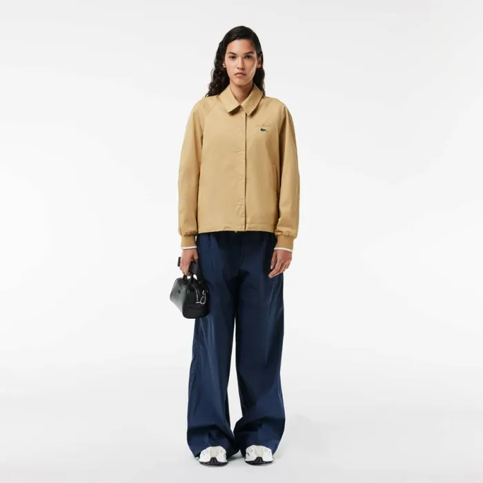 Jackets and Coats Women Lacoste Women039s Oversized Embroidered Jacket Beige Ixq