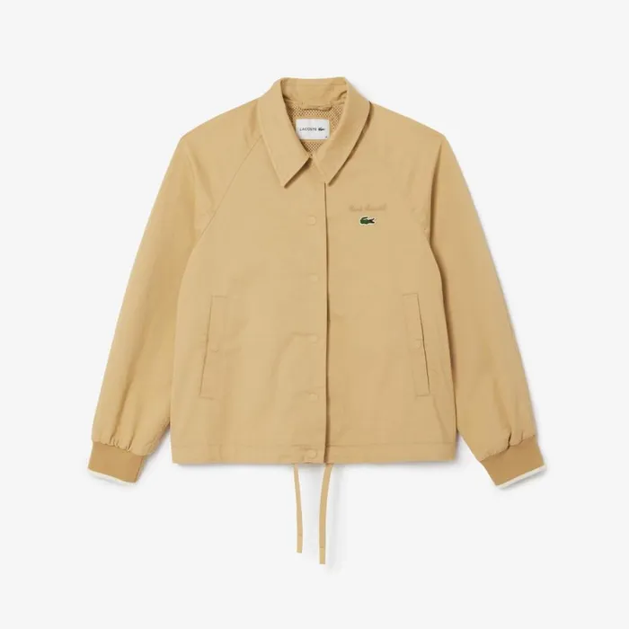 Jackets and Coats Women Lacoste Women039s Oversized Embroidered Jacket Beige Ixq