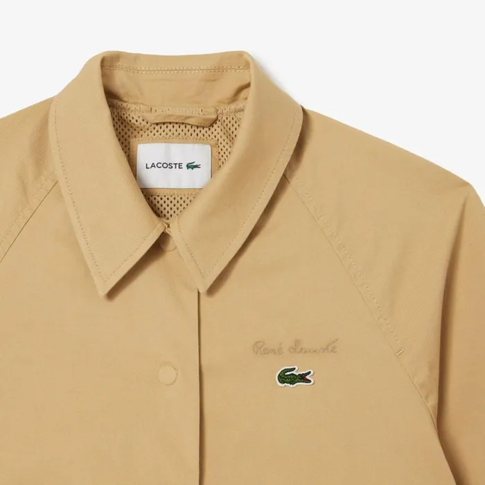 Jackets and Coats Women Lacoste Women039s Oversized Embroidered Jacket Beige Ixq