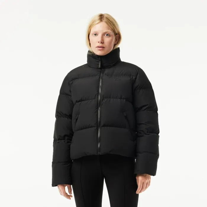 Jackets and Coats Women Lacoste Women039s Stowable Hood Puffer Jacket Black 031