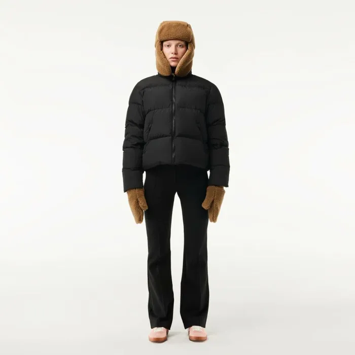 Jackets and Coats Women Lacoste Women039s Stowable Hood Puffer Jacket Black 031