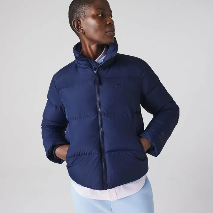 Jackets and Coats Women Lacoste Women039s Stowable Hood Puffer Jacket Navy Blue 166
