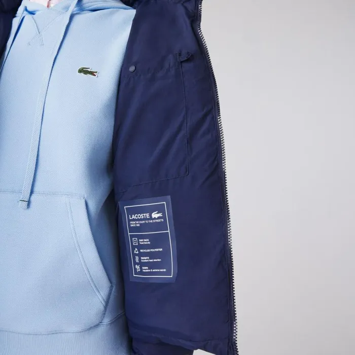 Jackets and Coats Women Lacoste Women039s Stowable Hood Puffer Jacket Navy Blue 166