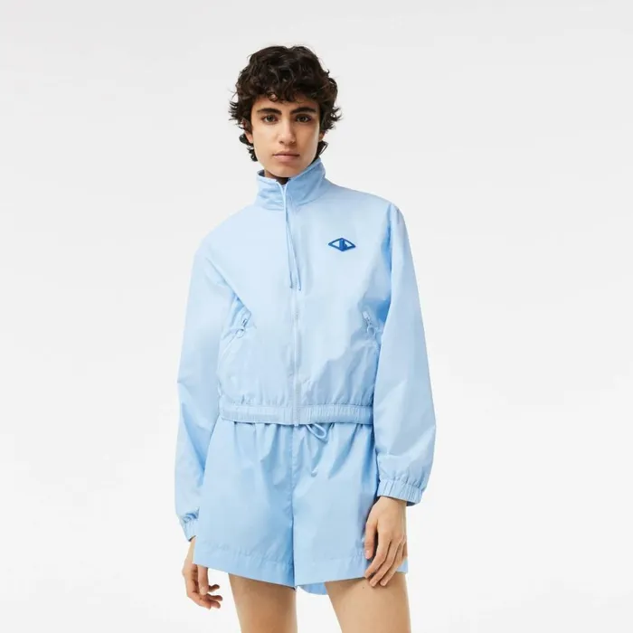 Jackets and Coats Women Lacoste Womens Monogram Track Jacket Pastel Blue Hbp