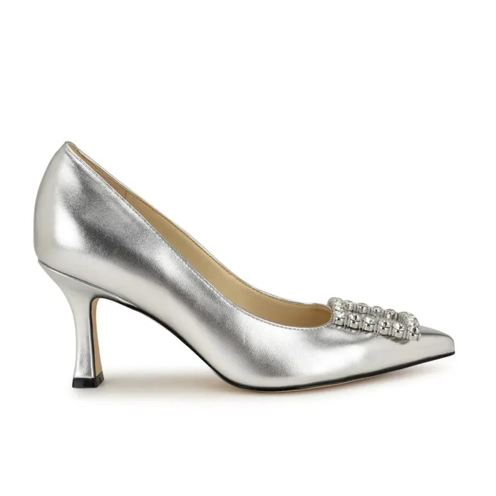 Jaquee Embellished Dress Pumps Silver Women Nine West Heels